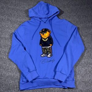 Eternity Blue Graphic Hoodie‎ Teddy Bear Hip Hop Style Mens Large